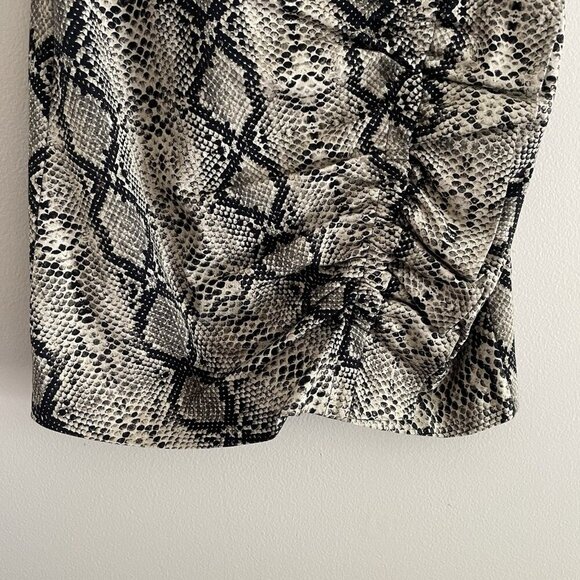 Zara Women Size M Snakeskin Animal Print High Rise Ruched Ruffle Mini Skirt - Picture 3 of 9